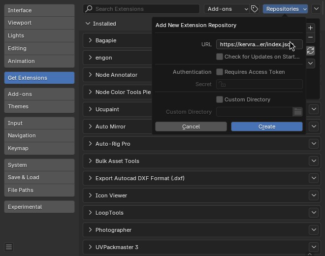 Access to the window to add a remote repository